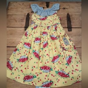 Luli & Me Little Girl's Dress with Built In Slip Tie Back Ruffled Collar Size 5